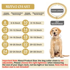 Dog Chain Diamond Collar Walking Metal Chain Collar with Design Secure Buckle, Pet Cuban Style Collar Jewelry Accessories for Small Medium Large Dogs Cats