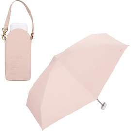 Wpc. Tiny Pochette Folding Umbrella – 100% UV Protection, Compact Sun & Rain Umbrella with Shoulder Case | Manual Open, Travel-Friendly Parasol, Black Lining (Pink)