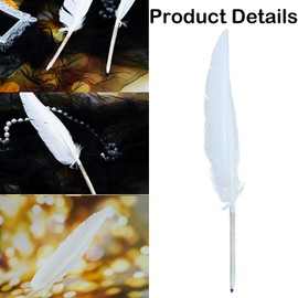 suction 4 PCS Feather Pen, White Feather Ballpoint Pens, White Goose Feather Quill Pens, Retro Ballpoint Pen Signing Pen for School Office Business Wedding Birthday Party Favor (white)