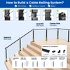 Muzata Black Cable Railing Post 36 Inch 36"x2"x2" Level Drilled