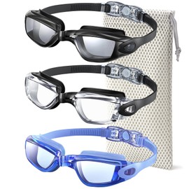 NSSIW Swim-Goggles-Adult Goggles-Swimming-men and Women: Anti Fog No Leak and Ultra-wide Field of View 3 Pack