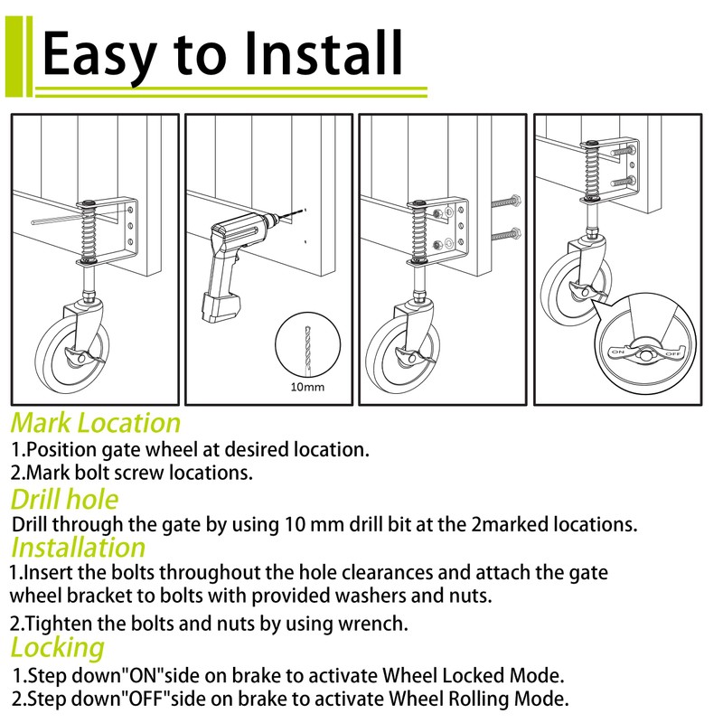 4 Inch Heavy Duty Fence Gate Wheel for Metal Tube,