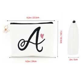 A-Z - Bolsa de cosméticos con combinación de letras bordadas, bolsa de regalo personalizada, bonita bolsa de maquillaje, adecuada para bodas, cumpleaños, día festivo, es un gran regalo para mujeres, mamá, profesores, amigos, damas de honor, Blanco, A, Bo