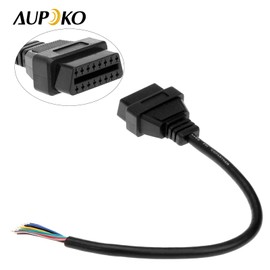 Aupoko 16 Pin J1962 OBD2 OBD-II Female Connector, OBD2 OBD-II 16 Pin Car Diagnostic Extension Cable Replacement for Open Plug Wire Cable Cord Pigtail (30cm/1ft)