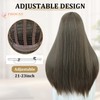 PHOCAS 20" Long Straight Brown Wig with Bangs Middle Part