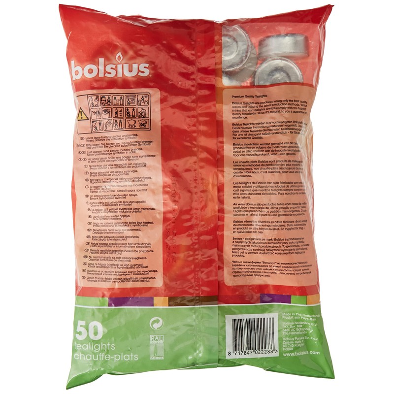 Bolsius 4 hour burning Tealights, Bag "50"