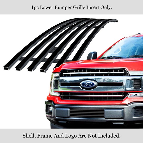 APS Premium Stainless Steel Black Horizontal Billet Grille Compatible with 2018-2020 F-150 Lower Bumper N19-J10466F