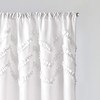 CHF Chevron Ruffle Single Curtain Panel, 95-inch, White