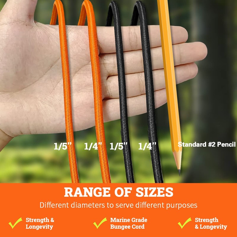 Bungee Shock Cord,Elastic Rope,Bungee Straps,Kayak Elastic Cord,Marine Grade Shock Cord