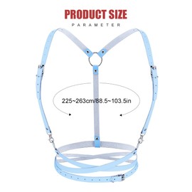 BODIY Cinturón de cintura azul para mujer, cinturón punk rock para mujer, accesorio de cadena de cuerpo de piel sintética (azul)