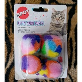 CA&T Spot Cat Kitty Yarn Puffs Catnip Toy - Multicolor EachSpot Cat Kitty Yarn Puffs