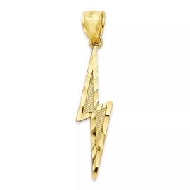 Golden Fire Jewelry Solid Gold Lightning Pendant in 10 or 14k, Lightning Bolt Necklace - Pendant Only, 10k