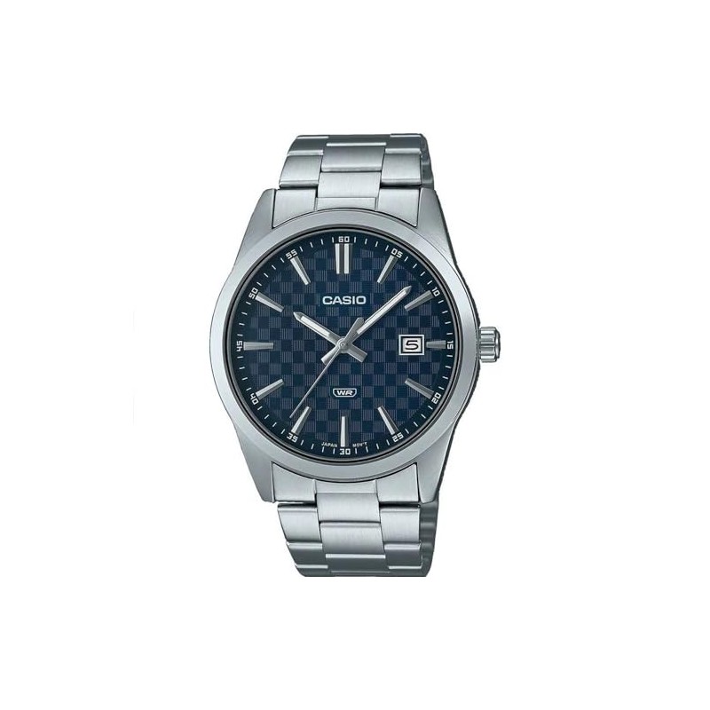 Casio MTPVD03D-2A Analog Silver Band Unisex Watch, Blue Dial, 48