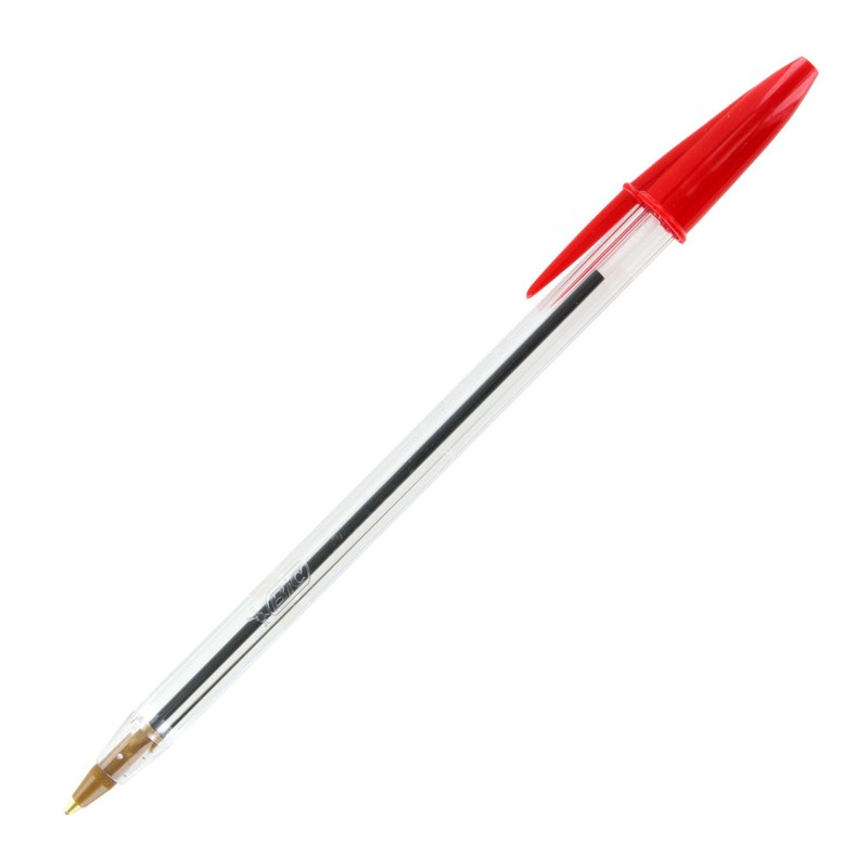 Bic Cristal Stic Ballpoint Pen, 1.0mm, Medium Point, Red Ink,