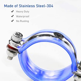 WYSIWYKA 2PCS 304 Stainless Steel Wall Ceiling Mount Pipe Supports, Split Ring Hanger for OD Pipe 80-89mm