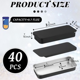 Norme 40 Pcs Slide Top Tin Small Rectangular Metal Tins Containers with Lids for Lip Balm Candies Jewelry Crafts Pills Storage Kit (Black,3.15 x 1.38 x 0.43 Inch)
