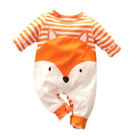 LIKPOJA Newborn Baby Clothes Set Unisex Baby Onesie Outfit One-Pieces Summer Long Sleeve Jumpsuit Fox Rompers for Baby Boys and Girls Gifts(Fox B,6-9 Months)