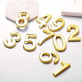 HopeWan Mailbox Numbers 1 1/2IN, Self Stick Door Number, Small Gold Sign Stickers for DIY Craft Decor.