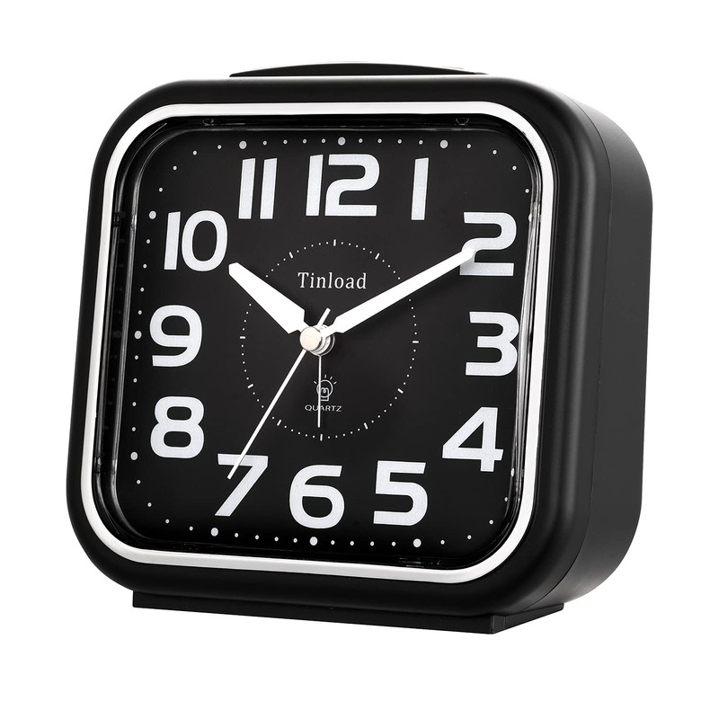 Tinload 5.5" Large Analog Alarm Clock Silent Non Ticking, Gentle