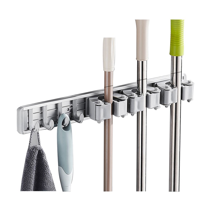Mop Holder With Hooks Broom Holder Drilling & Nail-free Wall