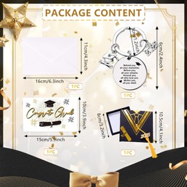 Graduation Keyring, Graduation Gifts for Her Him Card Box Class of 2025 Key Chains Envelope Stickers School Leavers End of Year Gifts for Students High School University Graduates (Style 3)