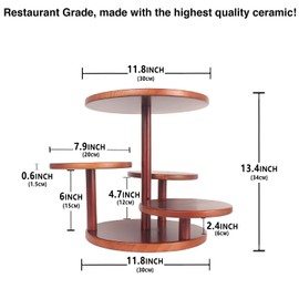 jinsongdafa Wooden 5 Tier Serving Tray and Platter, Appetizer Tray, Party Tray and Platter, Cupcake Tower Stand, Food Stand for Displaying Party, Cookies, Fruits, Dessert Tray, Round 11.8 Inch