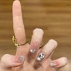 [ALLEVG]ネイルチップ 30枚入マグネットタイプ ショート ピンク 3D 春夏 人気 和風 かわいい シンプル