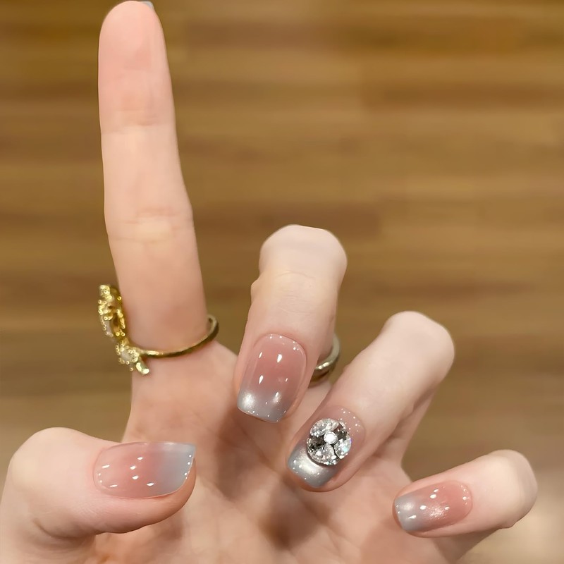 [ALLEVG]ネイルチップ 30枚入マグネットタイプ ショート ピンク 3D 春夏 人気 和風 かわいい シンプル