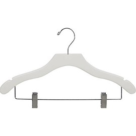 The Great American Hanger Company Wooden Combo White Finish Hanger with Clips and Notches (Box of 25)