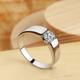 Meixao 925 Sterling Silver Zirconia Crystal CZ Brilliant Round Cut Band Engagement Wedding Ring (X)
