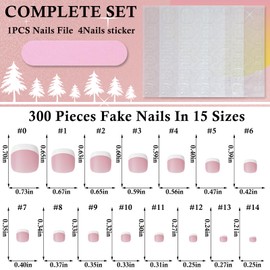 300pc French Gel x Toenail Tips Press on Toenails Glue on Fake Toenails Soft Gel False Toenail Full Cover Gel x Toe Nail Tips Artificial Toe Fake Nail Blush Gel Toe Tip for Acrylic Toenail Extension