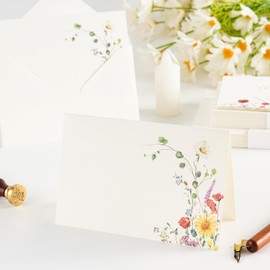 Crisky 50 Pack Blank Cards and Envelopes 4x6, Thank You Blank Greeting Cards Bulk for Wedding, Bridal Shower, Baby Shower, Birthday Party Decoration Favors