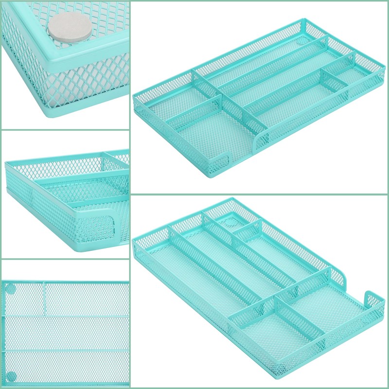 Annova Desk Organiser Storage Box with 6 Compartments Metal Mesh