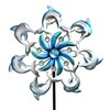 39" Dolphin Wind Spinners Metal Windmill Garden Stake,Ocean Theme Outdoor