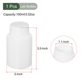 YOKIVE 1 Piece Chemical Storage Bottle, Plastic Container with Wide Mouth, Chemical Reagent Storage, Ideal for Laboratory, Shops, Factory (White, 100 ml)