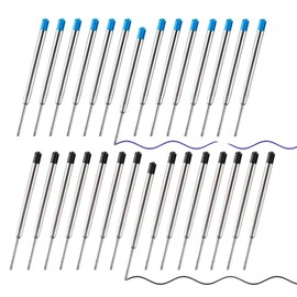 NOCHME Ballpoint Pen Refills 30 Pack,15 Pack Blue and 15Pack black Smooth Writing Quick Drying 1.0mm Medium Point Ballpen Refill, 99mm Metal Replaceable Refills for Parker Pen/Tactical Pens