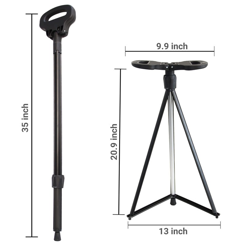 ALEVMOOM Walking Cane with Seat,Portable Folding Cane,Crutches Stool for Adults,Lightweight