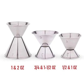 (1-PC- 1/2 & 1 Ounce) Jiggers Double Sided Stainless Steel Portion Control Cocktail Measuring Shot Bar Tool Commercial Grade