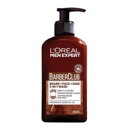 Men Expert L’Oréal Paris Men Expert Cleansing 3-in-1 Beard, Face & Hair Wash 200ml, Barber Club Wash With Cedarwood Essential Oil, Deeply Cleanses and Removes Beard Flakes
