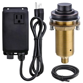 SINKINGDOM SinkTop Air Switch Kit with Oil Rubbed Bronze Long Button (Full Brass) for Garbage Disposal, Single Outlet