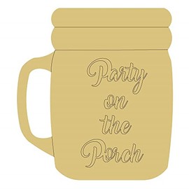Mason Jar Design Line Cutout Party On The Porch Door Hanger MDF Shape Canvas Style 2 Art 1 (24")