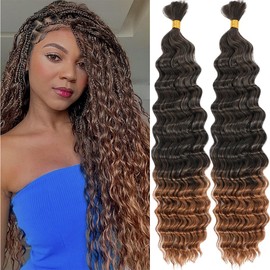 Curly Braiding Hair Boho Hair for Braiding 180g 20 Inch Deep Wave Crochet Hair for Boho Knotless Braids Water Wave Wet and Wavy Bohemian Braid (1B/30#)