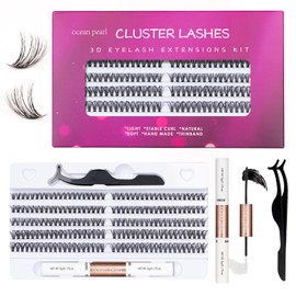DIY Lash Extension Kit 200pcs Lash Clusters Eyelash Extension Kit 40D 10-16mm Individual Eyelashes with Lash Bond and Seal and Lash Tweezers Easy to Apply at Home (40D-0.07D-10-16MIX KIT)