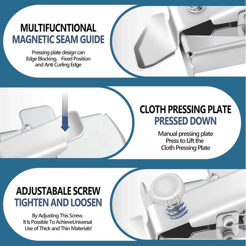 BRIOTA 3PCS Magnetic Seam Guide for Sewing Machine, Anti-Curl for