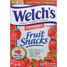 Welch's Strawberry Flavor Fruit Snacks, 10 Pouches (2 packs)