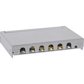 InLine® Patch Panel Cat.6A 0.5U 6-Way for Table / Wall / DIN Rail with Dust Protection Grey
