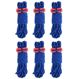 TRIWONDER Reflective Camping Rope 4mm Paracord Rope Nylon Rope Cord with Rope Adjusters Tent Guyline Guy Ropes for Tent Tarp Awning (Blue - 6 Pcs)