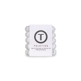 Teleties - Hair Coils - Ponytail Holder Hair Ties for Women - Phone Cord Hair Ties - Strong Grip, No Rip, Water Resistant, No Crease Hair Tie Coils - 5 Pack - Coconut White