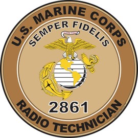 U.S.M.C. MOS 2861 Radio Technician Decal 3.8" - Desert Tan