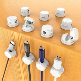 6 Pack Magnetic Cord Clips, 360° Rotatable Adjustable Cable Organizer, Strong Adhesive Wire Holders for Desk, Wall, Car, Nightstand, Home Office & Under Desk Cable Managemen